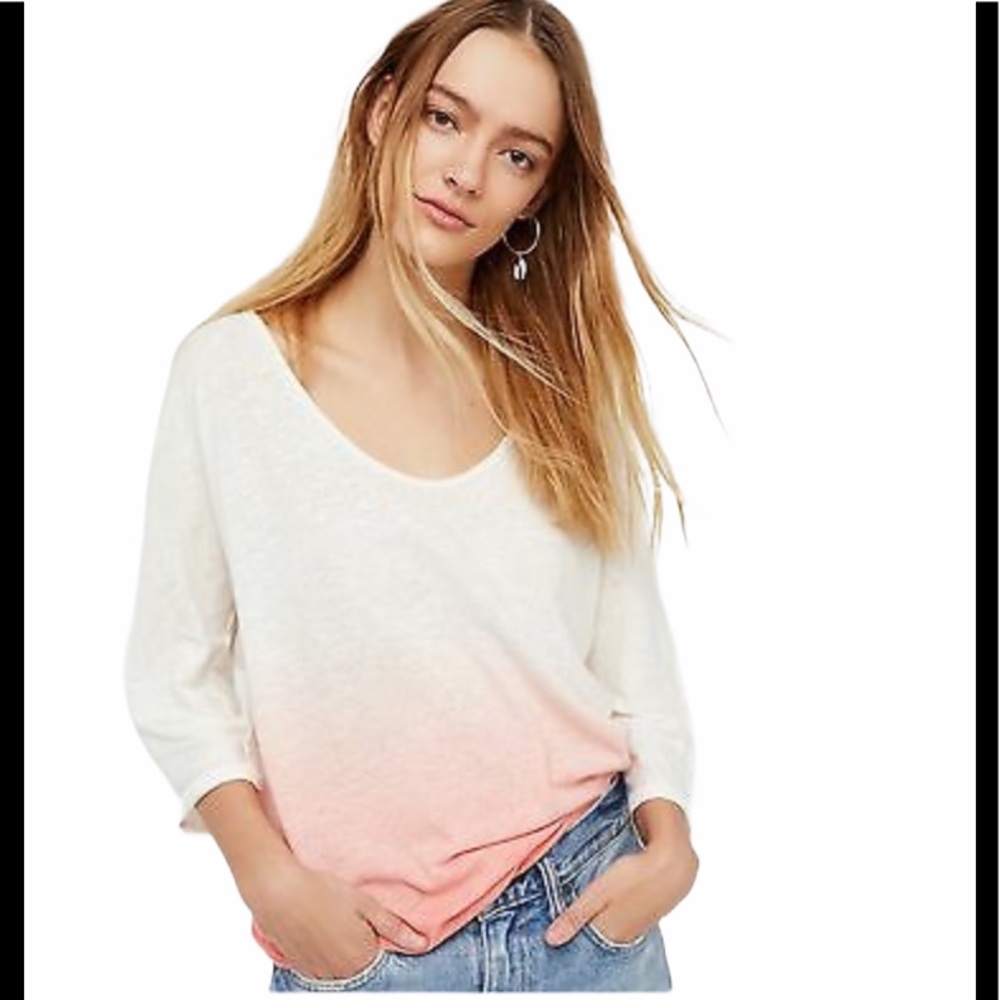 We the Free Ombré 3/4 sleeve tee shirt coral